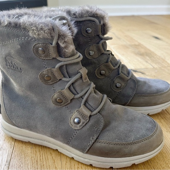 Sorel Waterproof Suede Boots – Women’s 11 Gray Faux Fur Lined - Picture 6 of 10